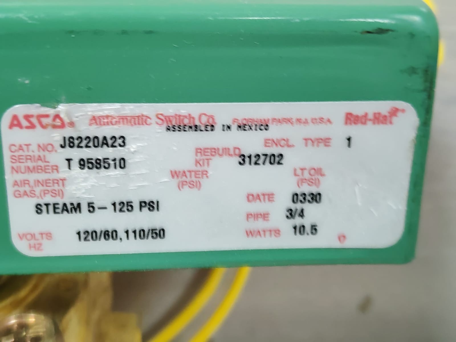 ASCO J8220A23 ASCO J8220A23 STEAM 5-125 PSI SOLENOID VALVE 2