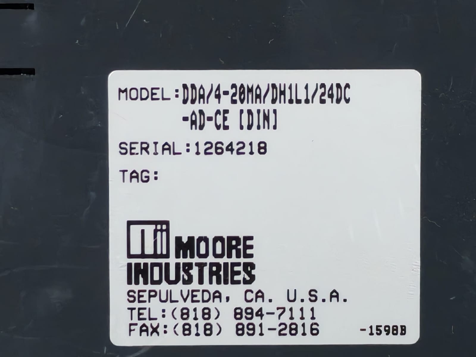 Moore Industries DDA/4-20MA/DH1L1/24DC-AD-CE(DIN) Moore DDA/4-20MA/DH1L1/24DC-AD-CE(DIN) Current Alarm Module 2
