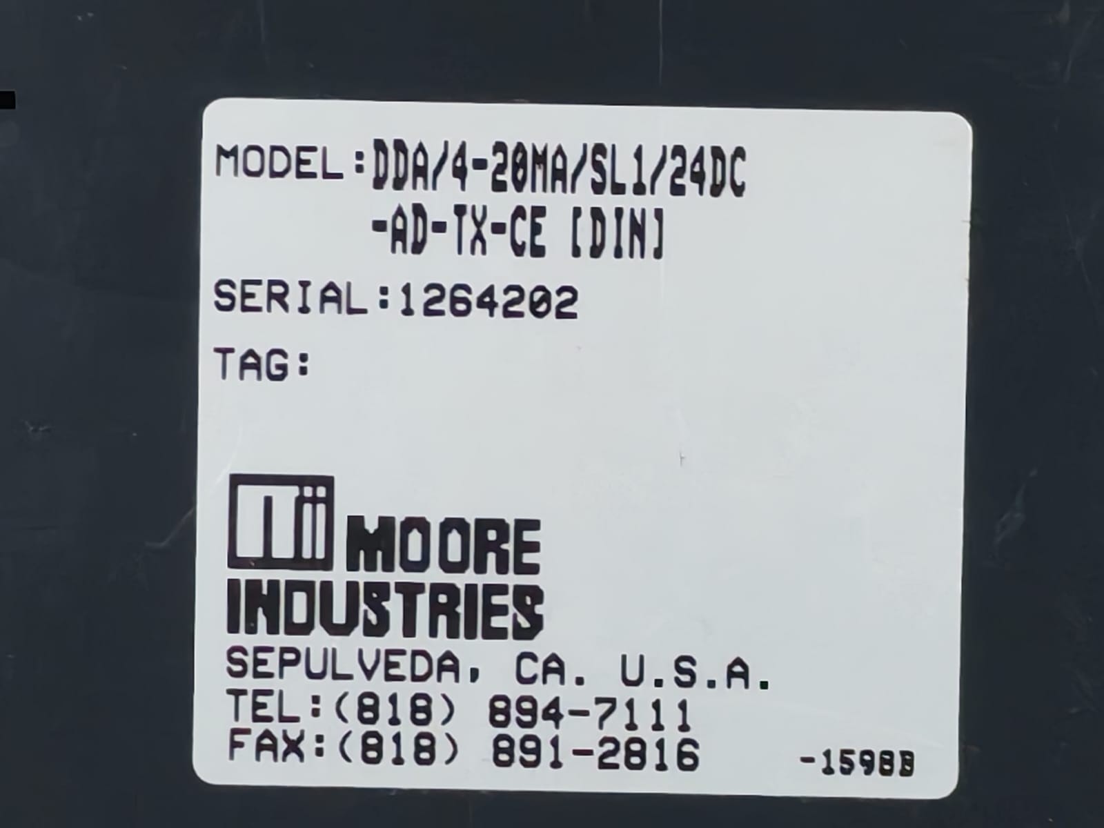 Moore DDA/4-20MA/SL1/24DC-AD-TX-CE (DIN) Moore DDA/4-20MA/SL1/24DC-AD-TX-CE (DIN) Current Alarm Module 2