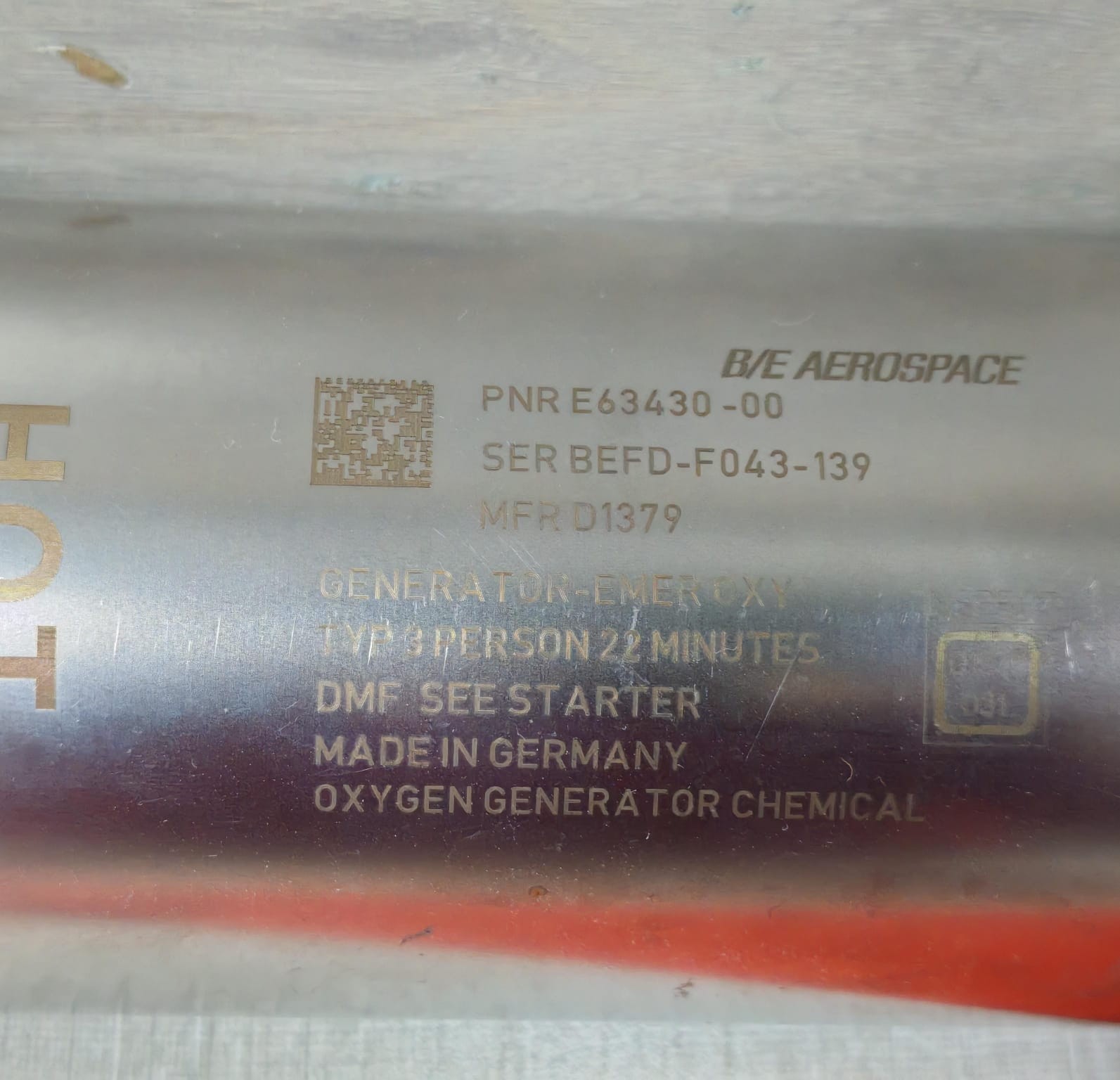 B/E AEROSPACE PNR E63430-00 B/E AEROSPACE PNR E63430-00 EMERGENCY GENERATOR 2