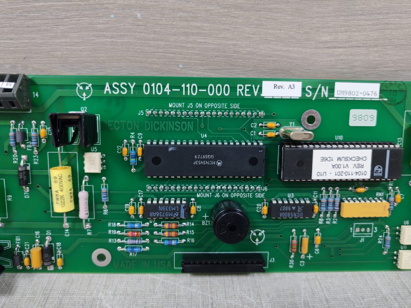 Becton Dickinson 0104-110-001 REV.A BECTON DICKINSON ASSY 0104-110-000 REV.A.3 MAIN PC BOARD P/N 0104-110-001 REV.A 2