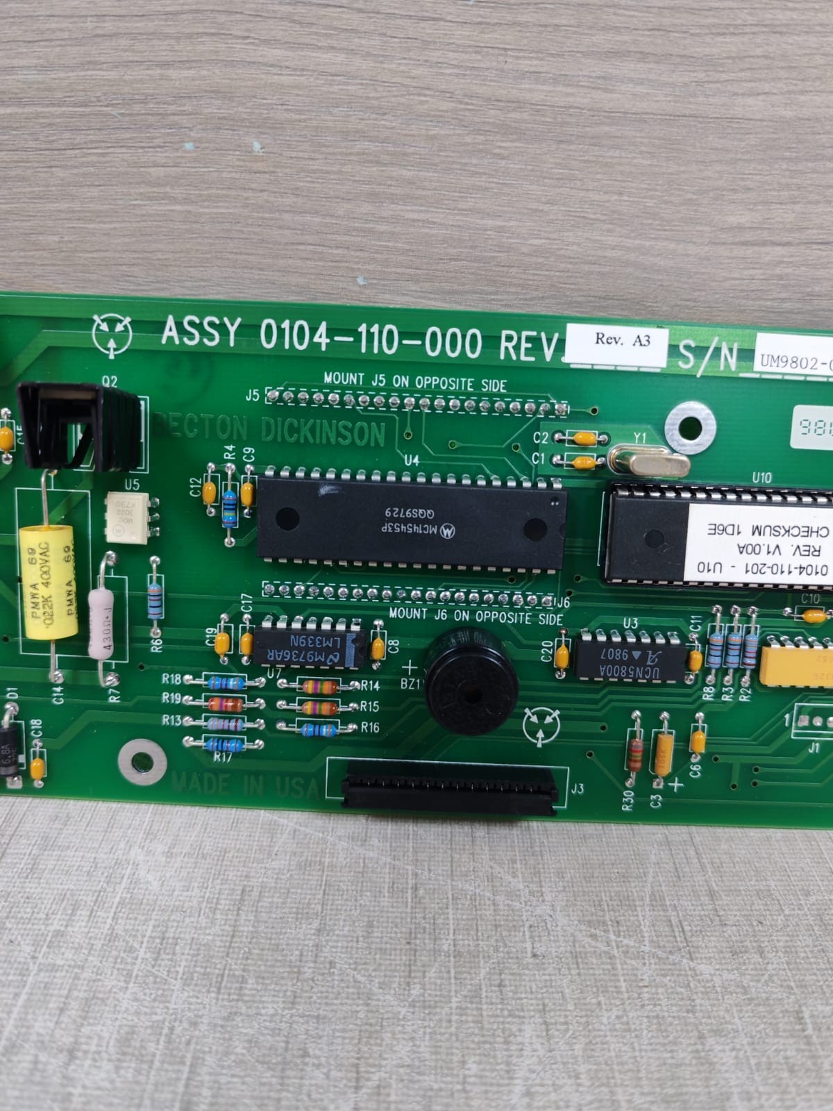 Becton Dickinson 0104-110-001 REV.A BECTON DICKINSON ASSY 0104-110-000 REV.A.3 MAIN PC BOARD P/N 0104-110-001 REV.A 6