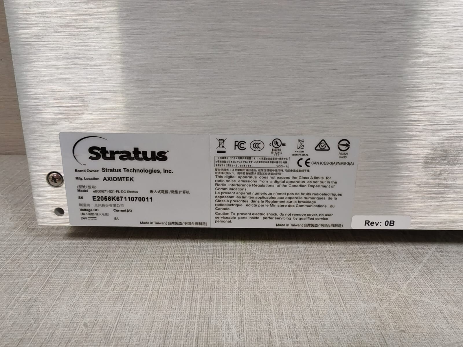 AXIOMTEK eBOX671-521-FL AXIOMTEK eBOX671-521-FL-DC / eBOX671-521-FL Stratus REV 0B ZTC EDGE 7