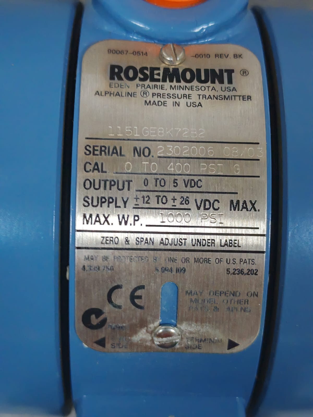 Rosemount 1151GE8K72B2 Rosemount 1151GE8K72B2 Pressure Transmitter 9