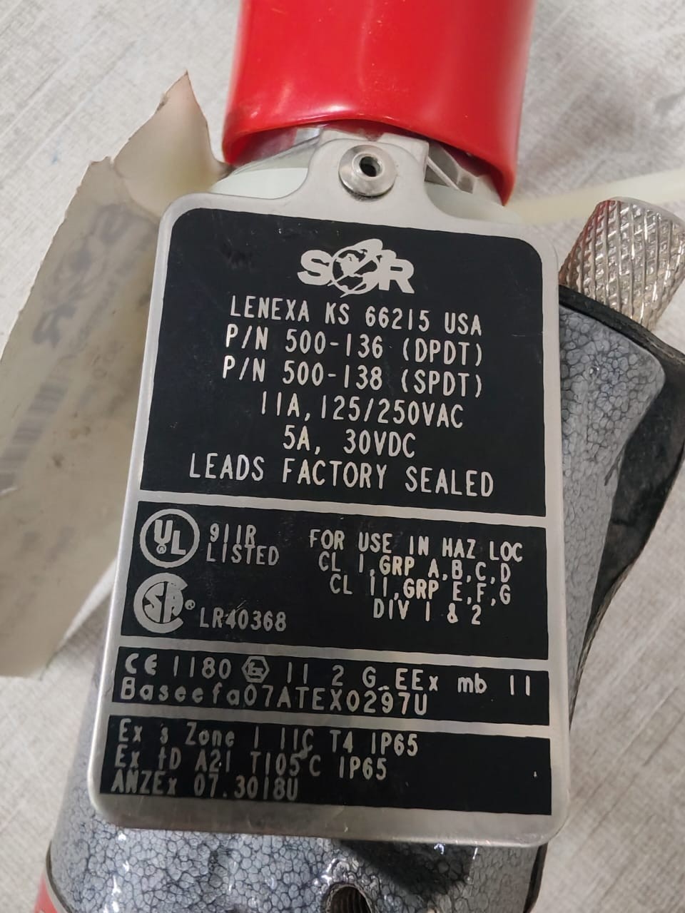 SOR 500136 / 500138 SOR 6AG-AF3-N4-C2A-TTNC 500136 / 500138 Pressure Switch 5