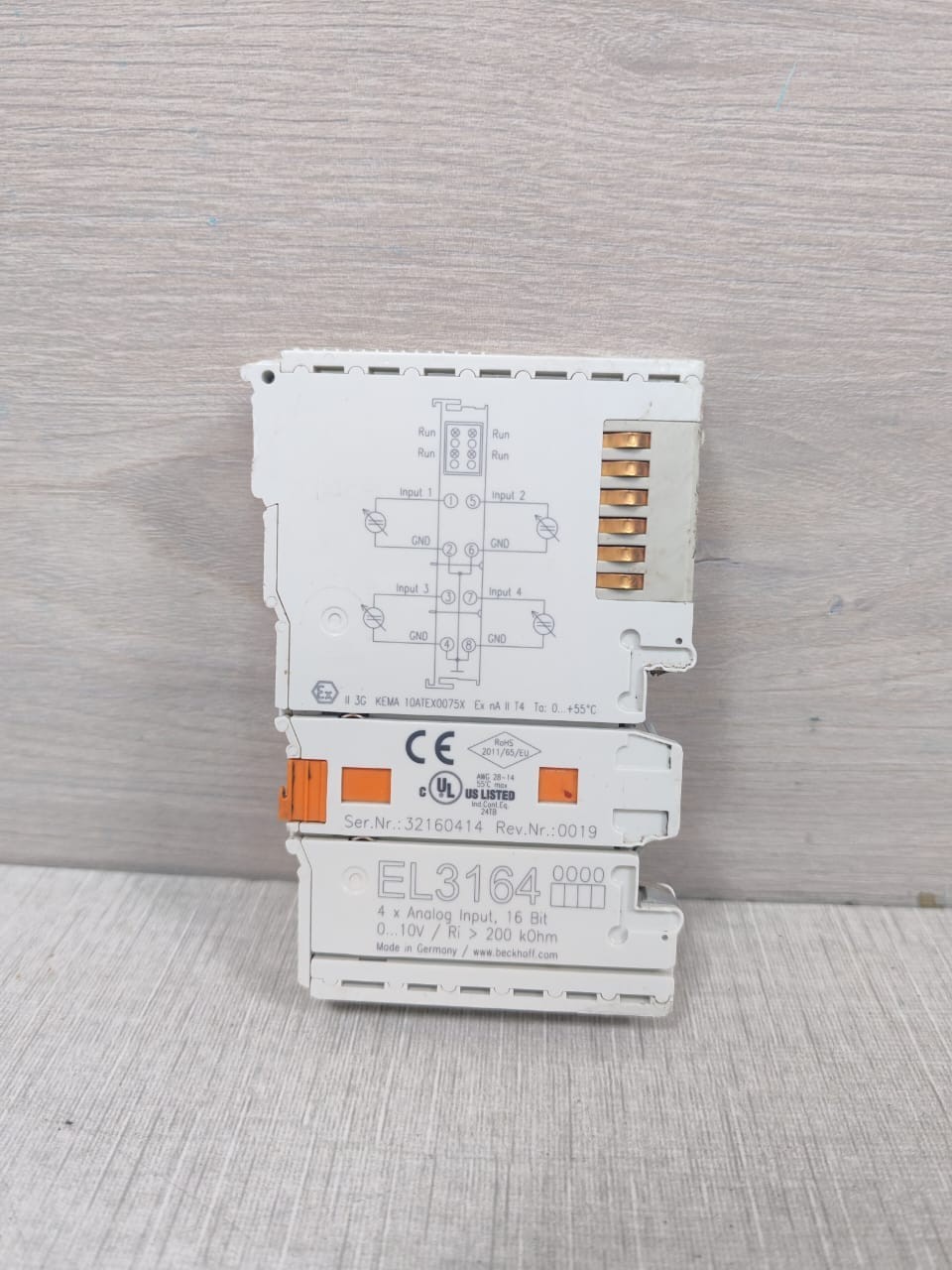 Beckhoff EL3164 BECKHOFF EL3164 ETHERCAT TERMINAL 4 CHANNEL ANALOG INPUT VOLTAGE 9