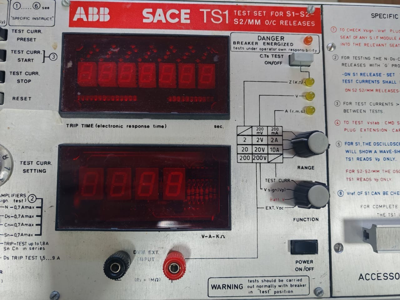 ABB SACE ABB SACE TS1 ABB SACE TS1 TEST SET FOR S1-S2-S2/MM O/C RELEASES 4
