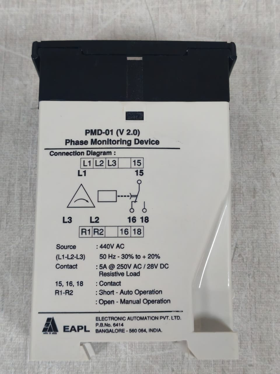 EAPL PMD-01 V 2.0 EAPL PMD-01 V 2.0 PHASE MONITORING DEVICE 440VAC 8