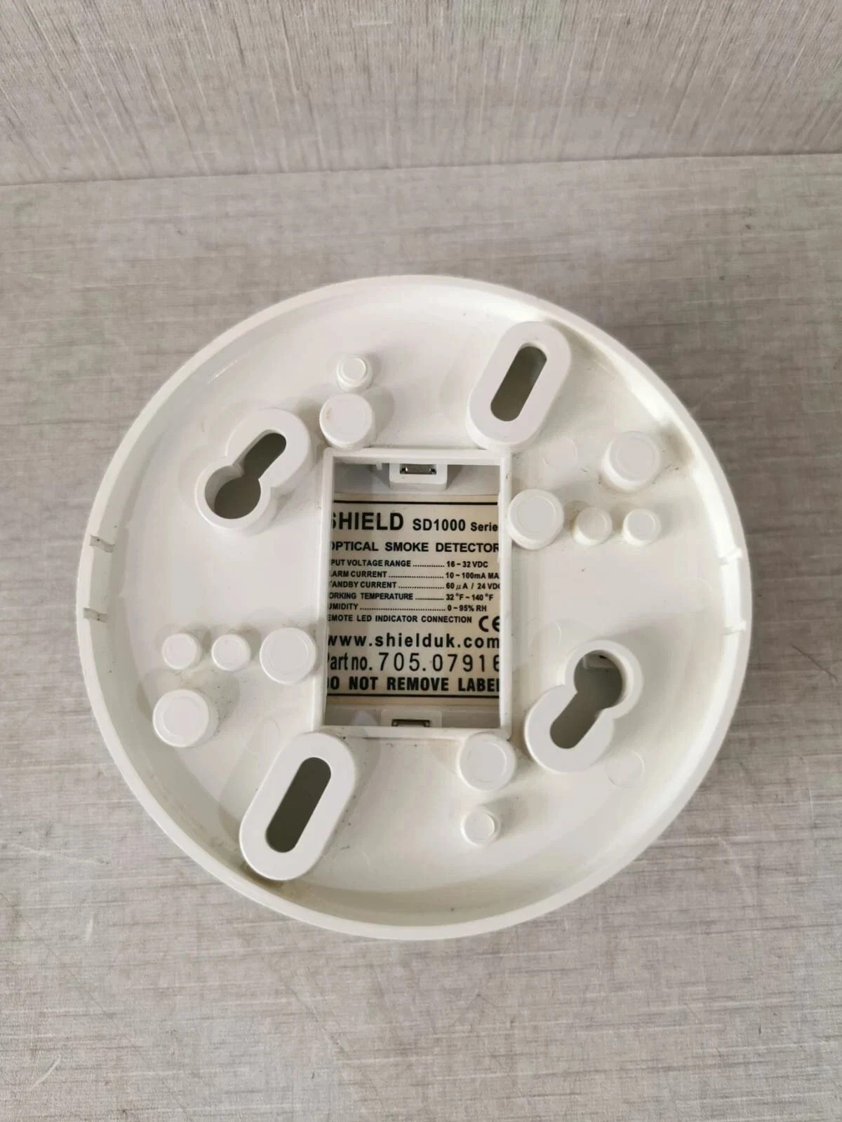 SHIELD SD1000 SHIELD SD1000 SERIES OPTICAL SMOKE DETECTOR 16-32VDC 10-100mA MAX 6