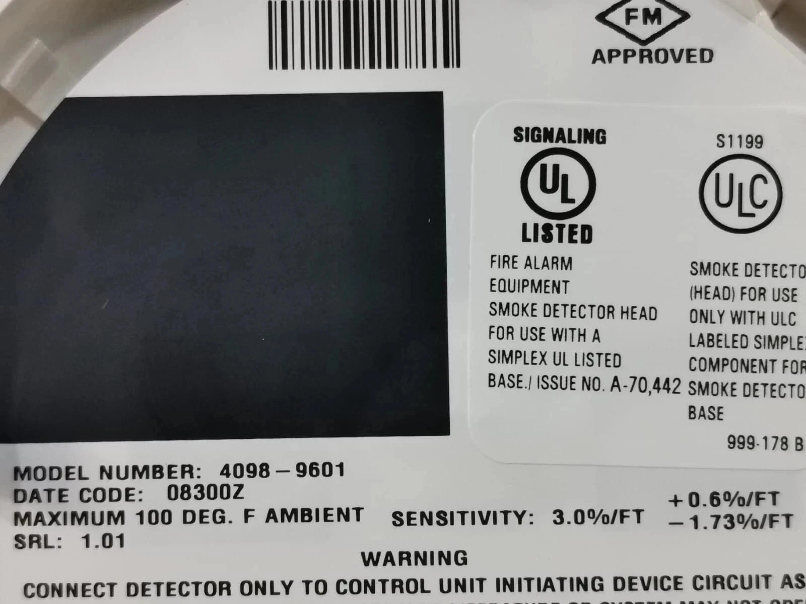 Simplex 4098-9601 Simplex 4098-9601 SMOKE DETECTOR HEAD 3