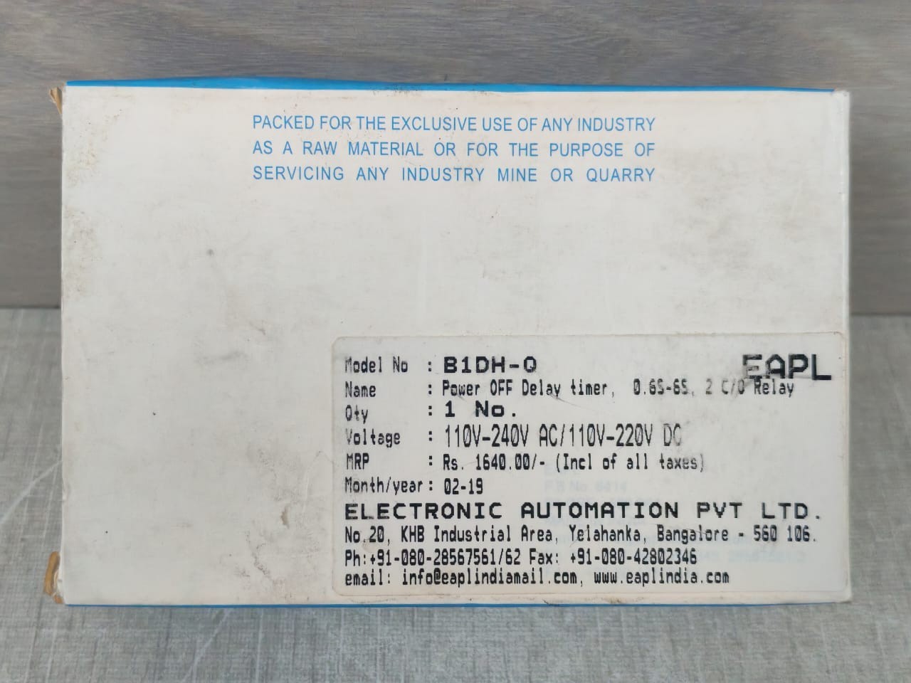 EAPL B1DH-Q EAPL B1DH-Q POWER OFF DELAY TIMER RELAY 24VDC 10