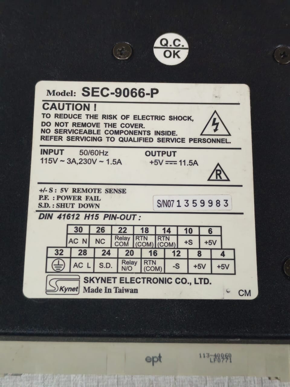BLUEBELL SEC-9066-P BLUEBELL PS65 SEC-9066-P POWER SUPPLY UNIT 6