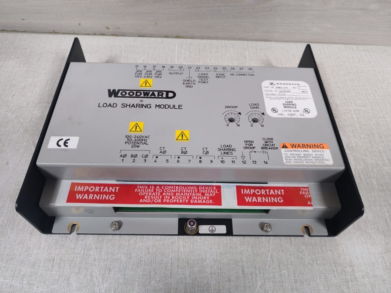 Woodward 9907-173 REV C WOODWARD 9907-173 REV C LOAD SHARING MODULE 120VAC 5