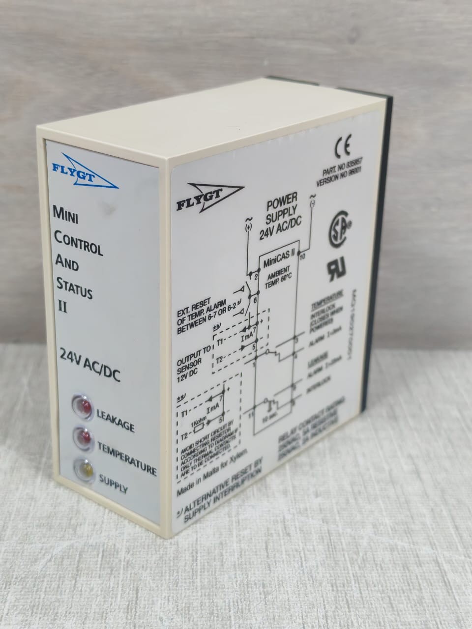 FLYGT 835857 VER.96001 FLYGT MINI CONTROL AND STATUS II P/N 835857 VER.96001 PUMP SENSOR MONITOR 24VDC 5