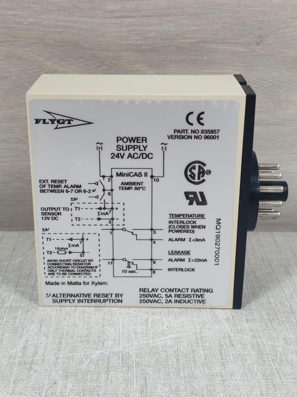 FLYGT 835857 VER.96001 FLYGT MINI CONTROL AND STATUS II P/N 835857 VER.96001 PUMP SENSOR MONITOR 24VDC 7
