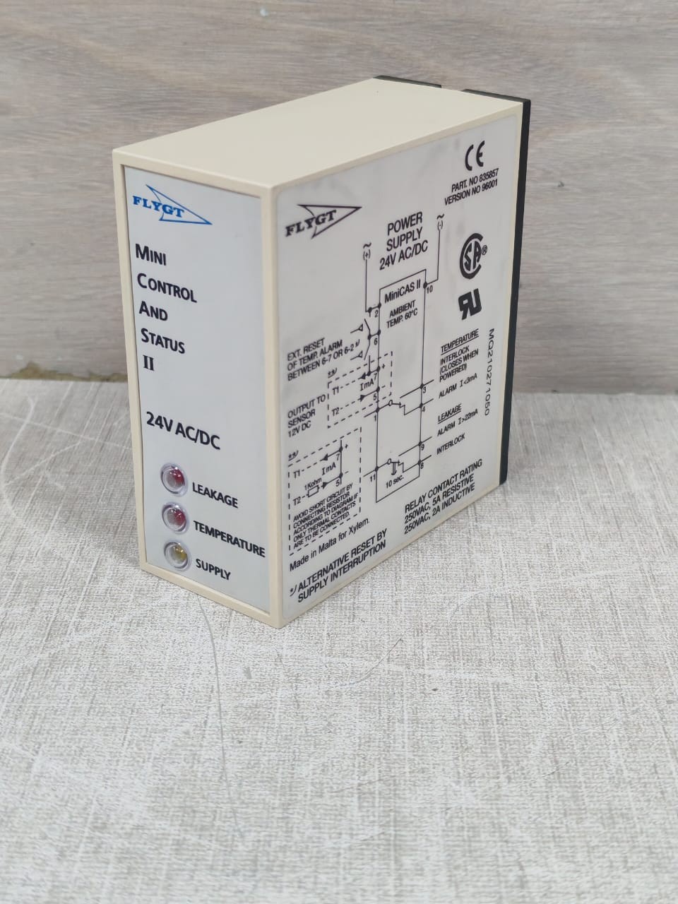 FLYGT 835857 VER.96001 FLYGT MINI CONTROL AND STATUS II P/N 835857 VER.96001 PUMP SENSOR MONITOR 24VDC 5