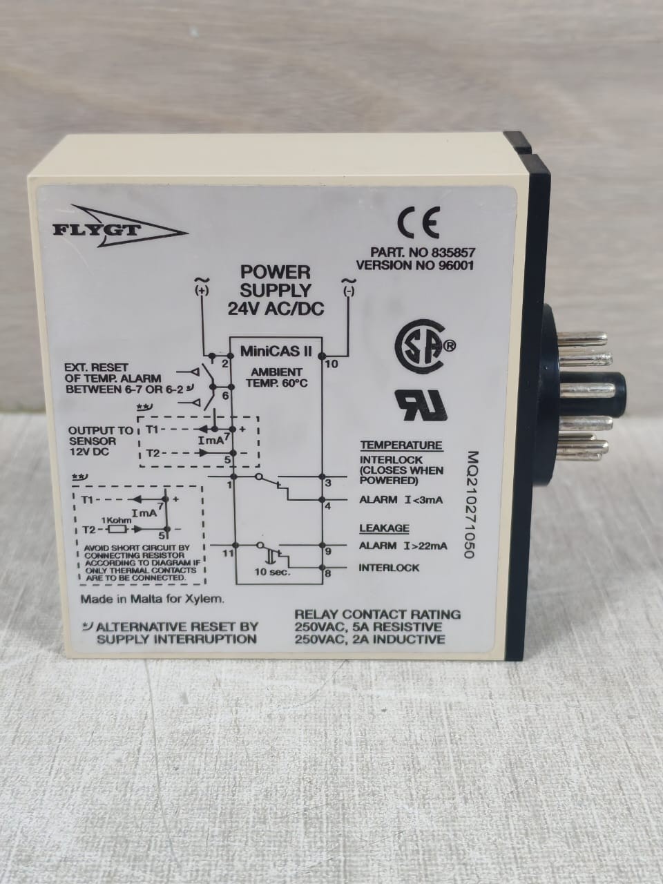 FLYGT 835857 VER.96001 FLYGT MINI CONTROL AND STATUS II P/N 835857 VER.96001 PUMP SENSOR MONITOR 24VDC 8
