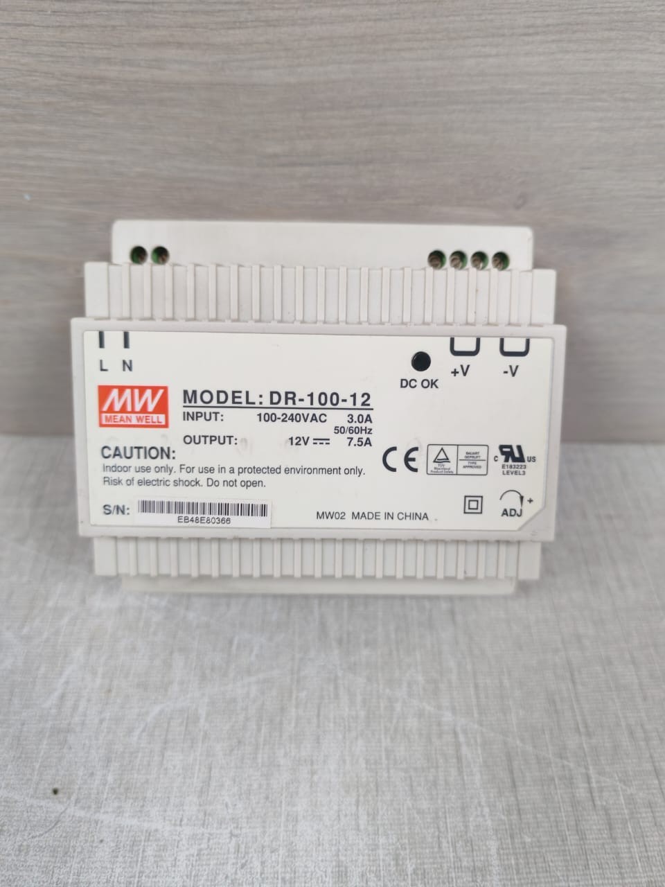 MEAN WELL DR-100-12 MEANWELL DR-100-12 POWER SUPPLY 100-240VAC 2