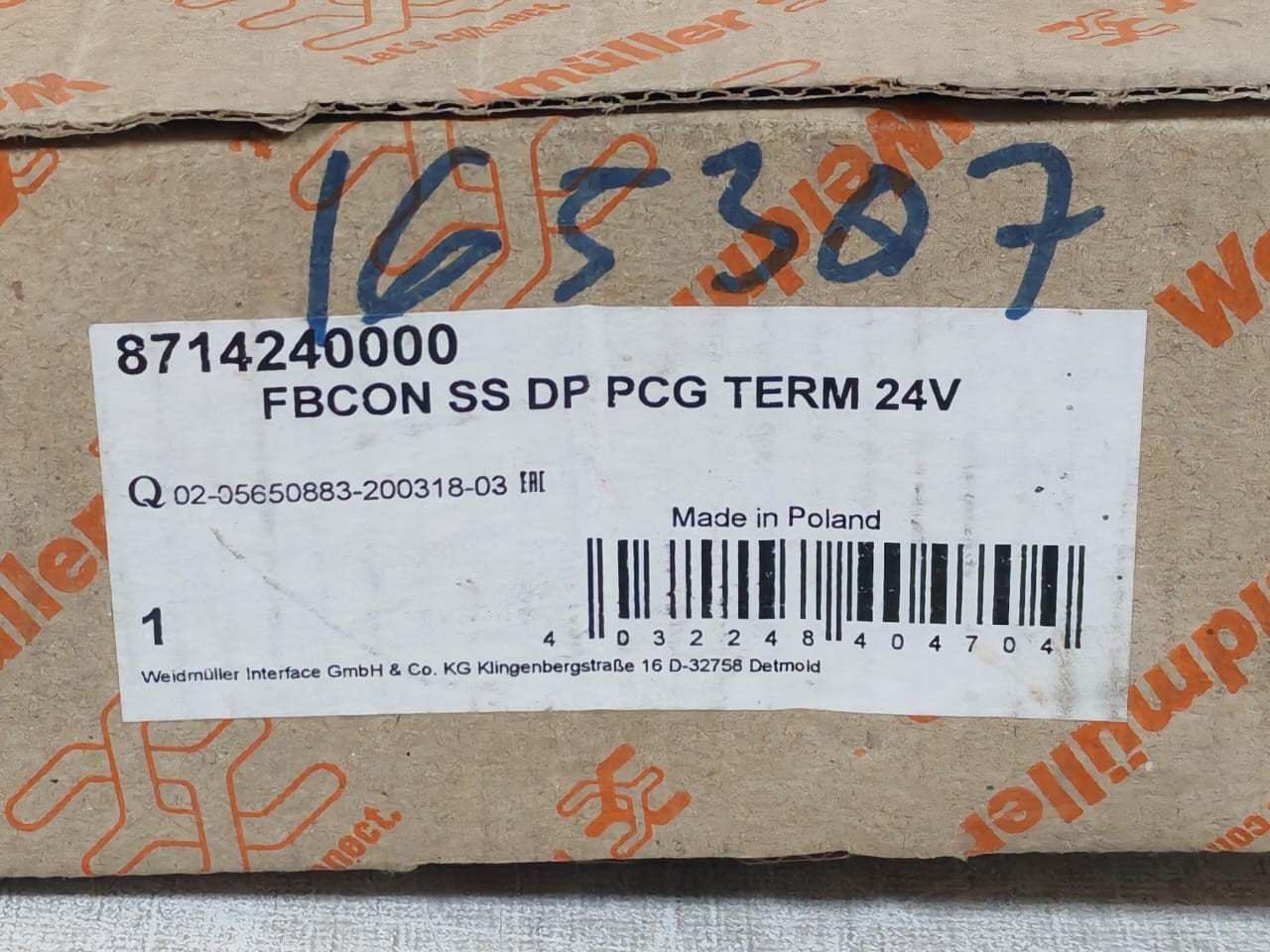 Weidmuller 8714240000 Weidmuller 8714240000 FBCON SS DP PCG TERM 24V 9