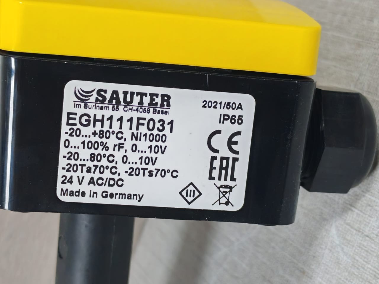 Sauter EGH111F031 SAUTER EGH111F031 Relative Humidity & Temperature Duct Transducer-SEALED 6