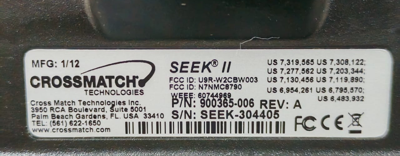 CROSSMATCH TECHNOLOGIES 900365-006 REV.A CROSSMATCH TECHNOLOGIES SEEK II P/N: 900365-006 REV.A CONTROLLER-TRIED & TESTED 8