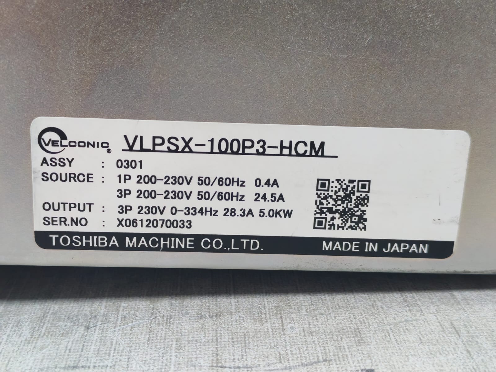 Toshiba ASSY-0301 TOSHIBA / VELCONIC VLPSX-100P3-HCM ASSY: 0301 DRIVER 8