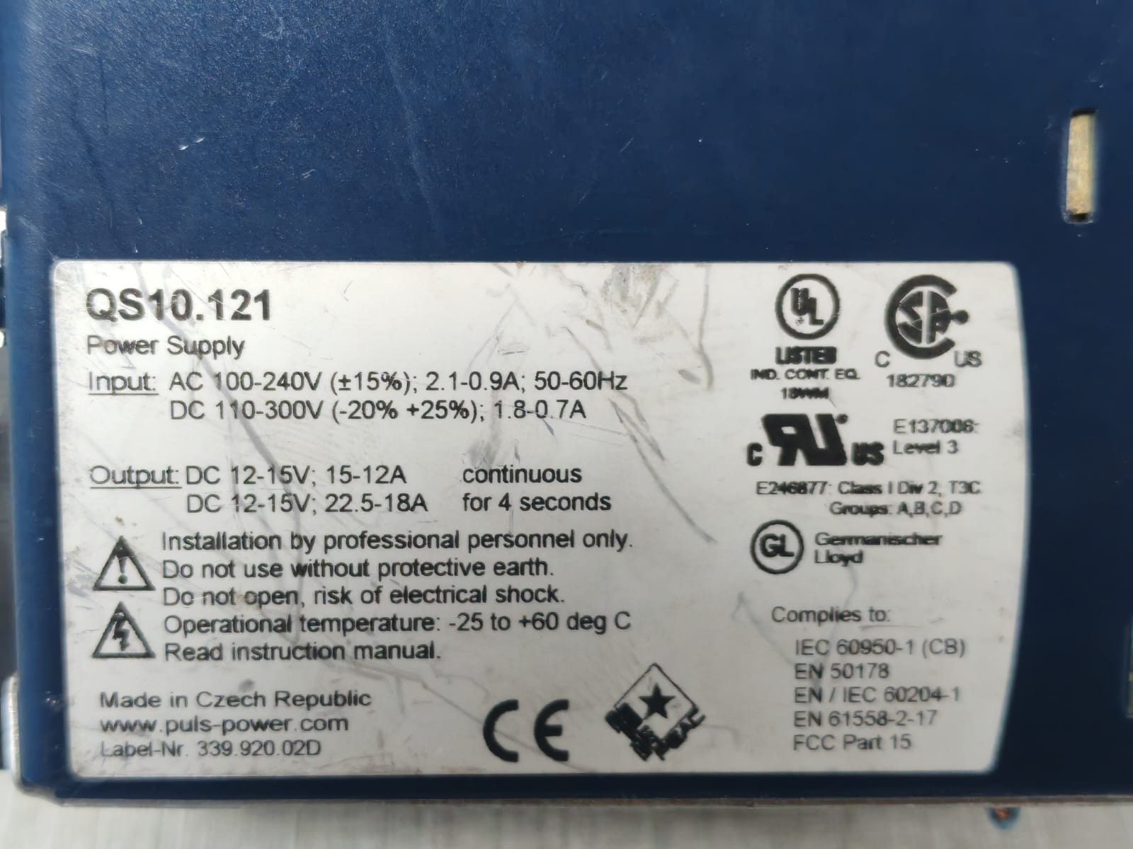 PULS QS10 / QS10.121 PULS QS10 / QS10.121 DIMENSION POWER SUPPLY 100-240V 5