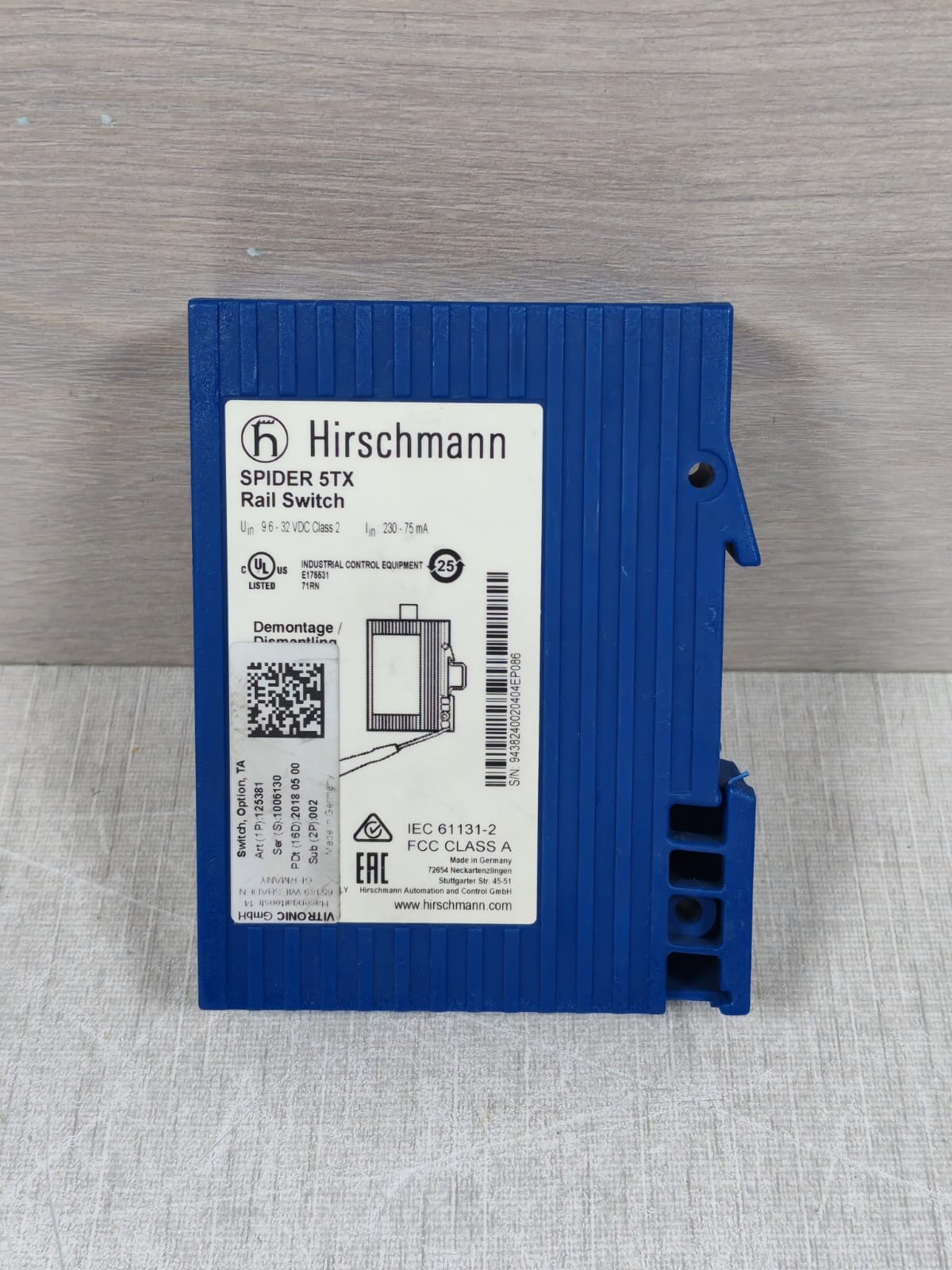 HIRSCHMANN SPIDER 5TX HIRSCHMANN SPIDER 5TX RAIL SWITCH 8