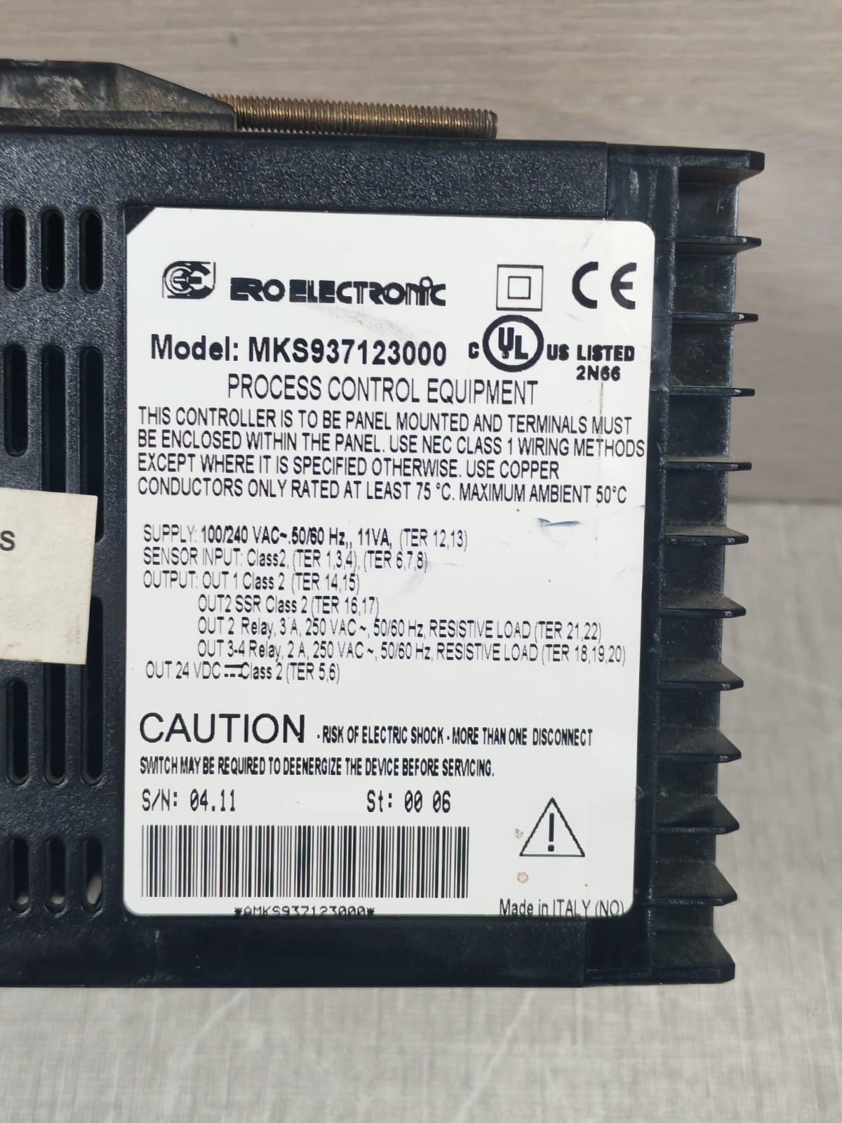 ERO Electronic MKS937123000 ERO ELECTRONIC MKS937123000 PROCESS CONTROL EQUIPMENT 100-240VAC 6