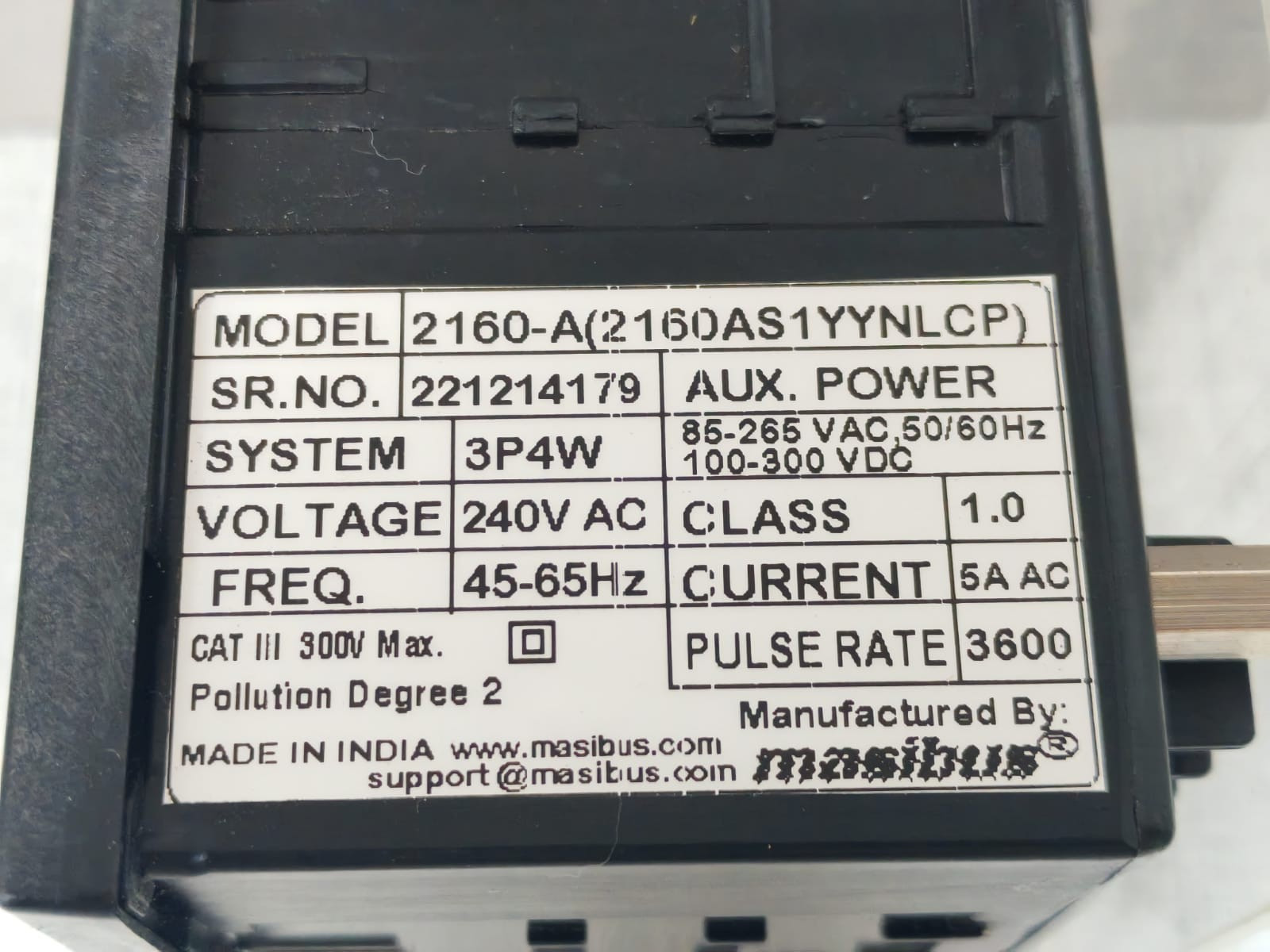 MASIBUS 2160-A / 2160-A 2160AS1SYYNLCP MASIBUS 2160-A / 2160-A 2160AS1SYYNLCP DIGITAL MULTIFUNCTION ENERGY METER 9