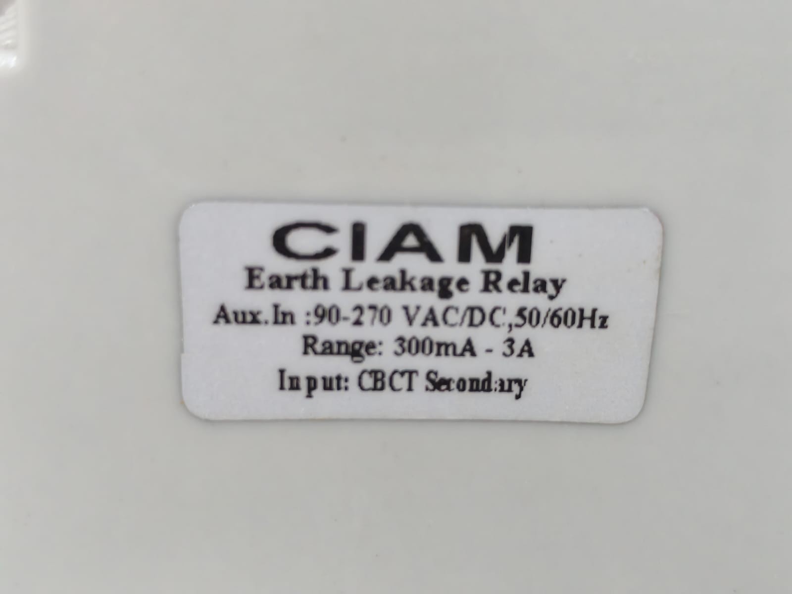 CIAM CIAM CIAM EARTH LEAKAGE RELAY 90-270VAC 7