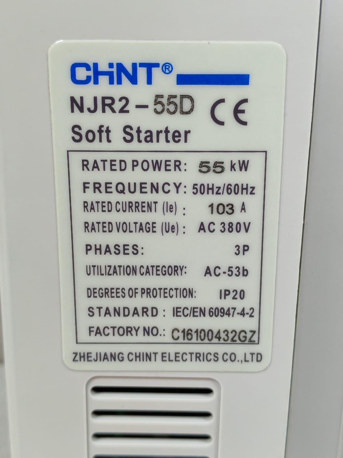 CHINT NJR2-55D CHINT NJR2-55D SOFT STARTER 55W 103A 8