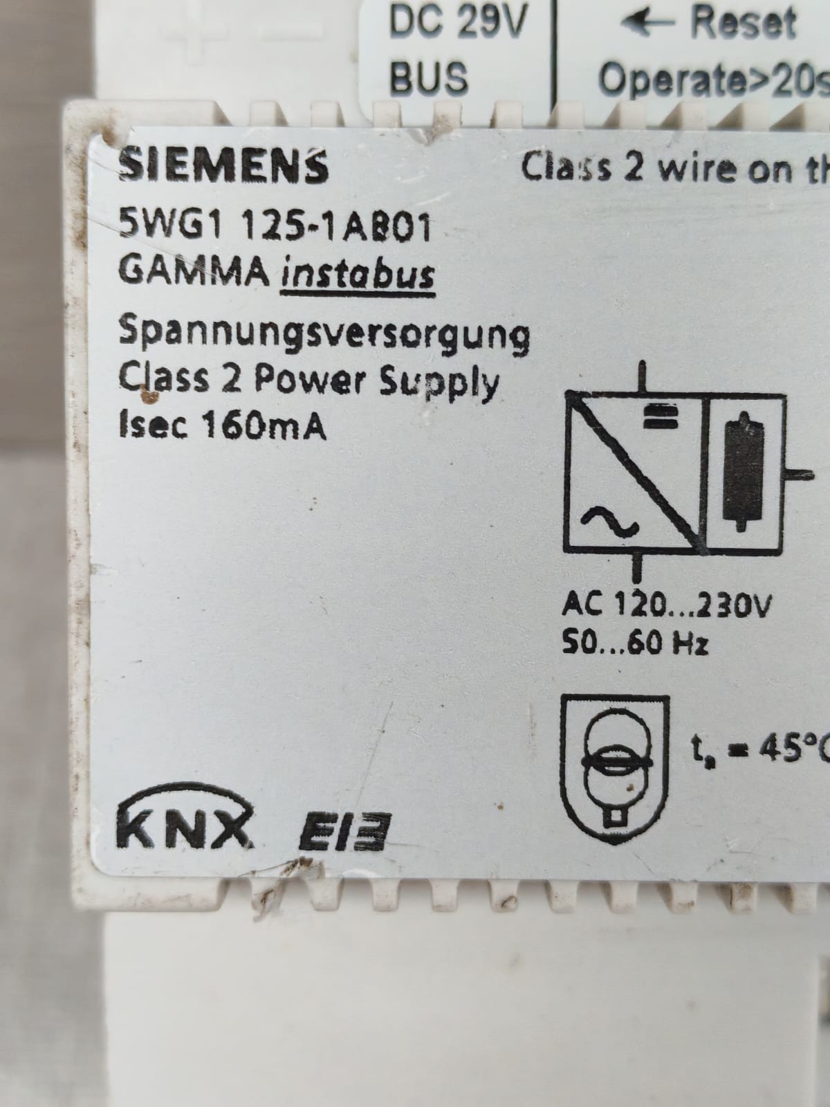 Siemens 5WG1125-1AB22 SIEMENS 5WG1 125-1AB01 GAMMA INSTABUS POWER SUPPLY 160mA 2