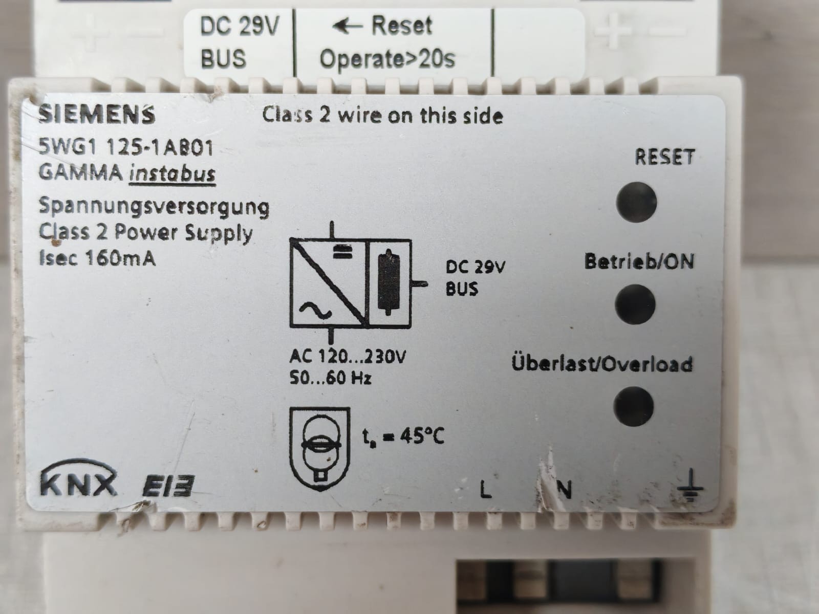 Siemens 5WG1125-1AB22 SIEMENS 5WG1 125-1AB01 GAMMA INSTABUS POWER SUPPLY 160mA 3