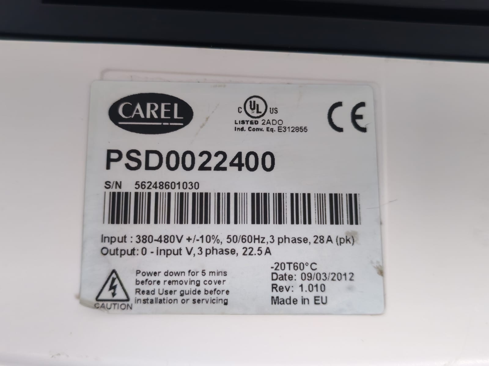 Carel PSD0022400 CAREL PSD0022400 Rev.1.010 Power+ Inverter 380-480V 5