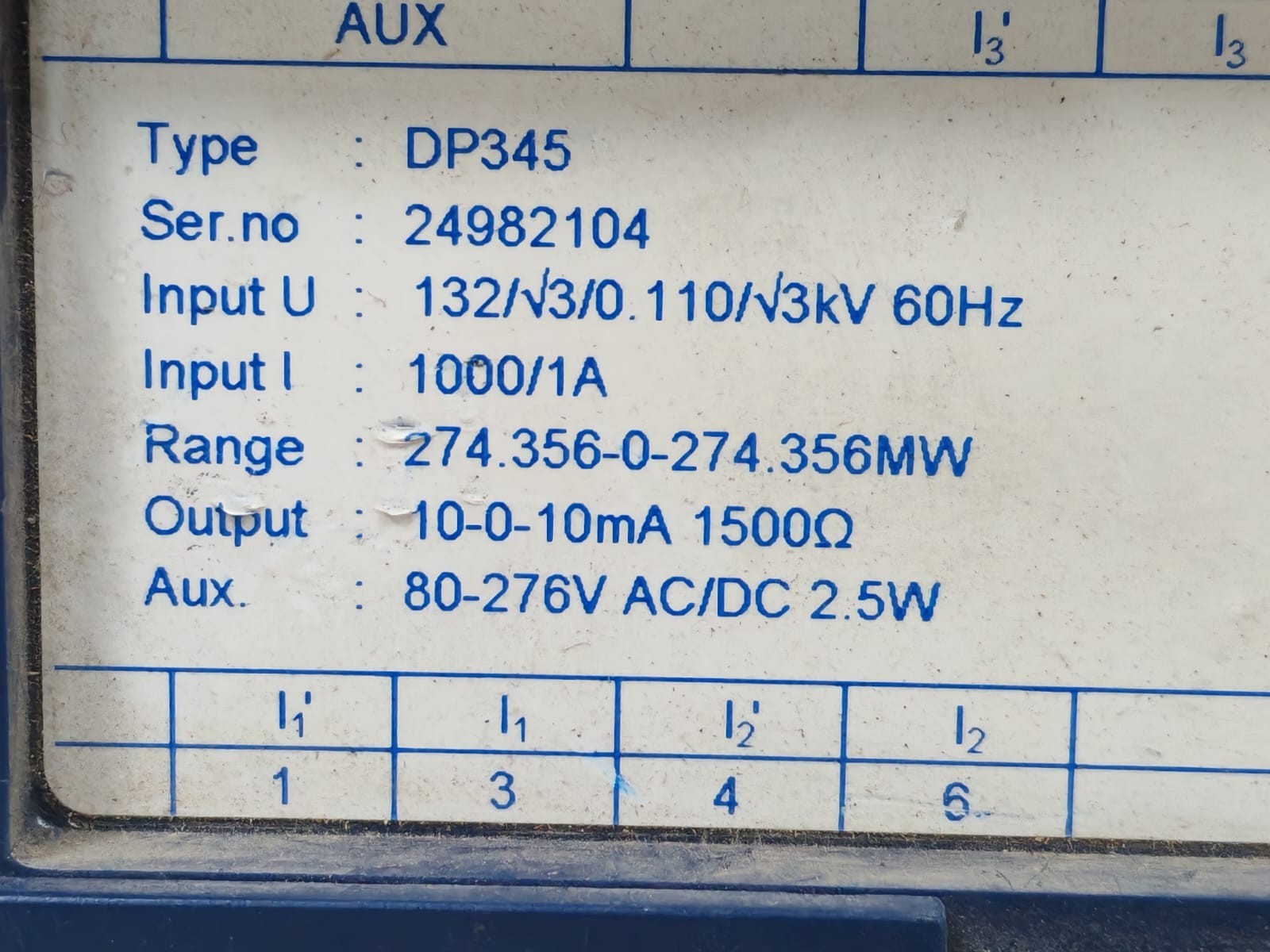 CEWE DP345 CEWE DP345 Transducer Input I 1000/1A 3