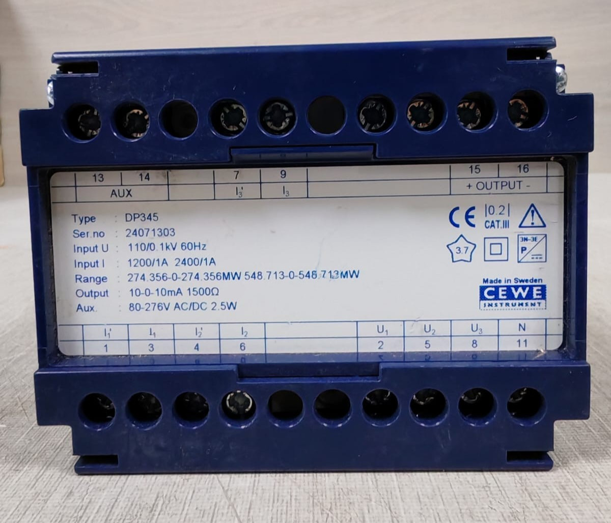 CEWE DP345 CEWE DP345 Transducer Input I 1200/1A - 2400/1A 2