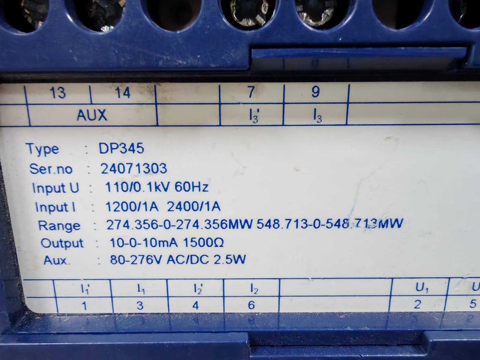CEWE DP345 CEWE DP345 Transducer Input I 1200/1A - 2400/1A 3