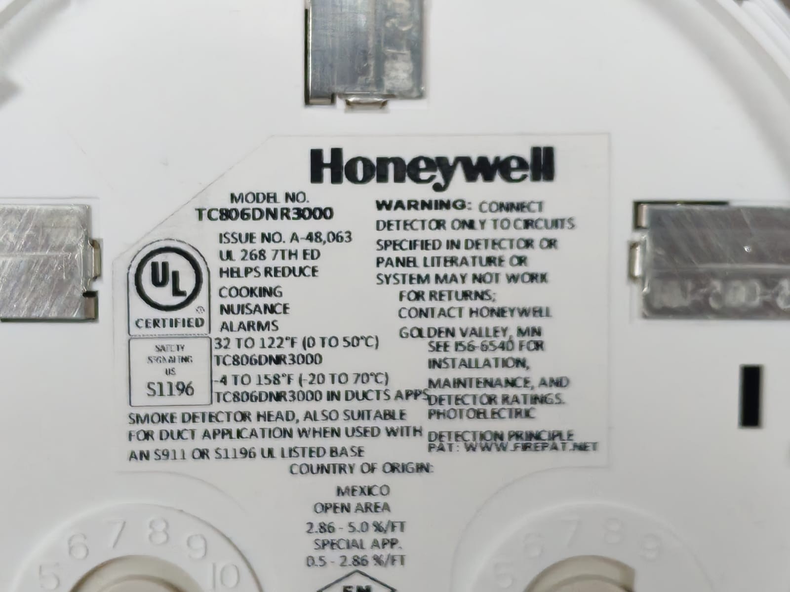 Honeywell TC806DNR3000 HONEYWELL TC806DNR3000 Smoke Detector 3