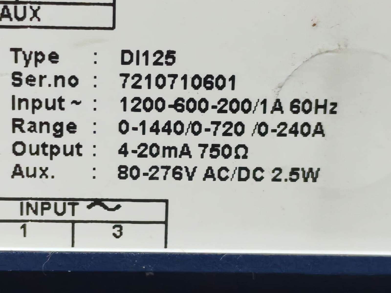 CEWE DI125 CEWE DI125 Transducer Range 0-1440/0 -720 / 0-240A 3