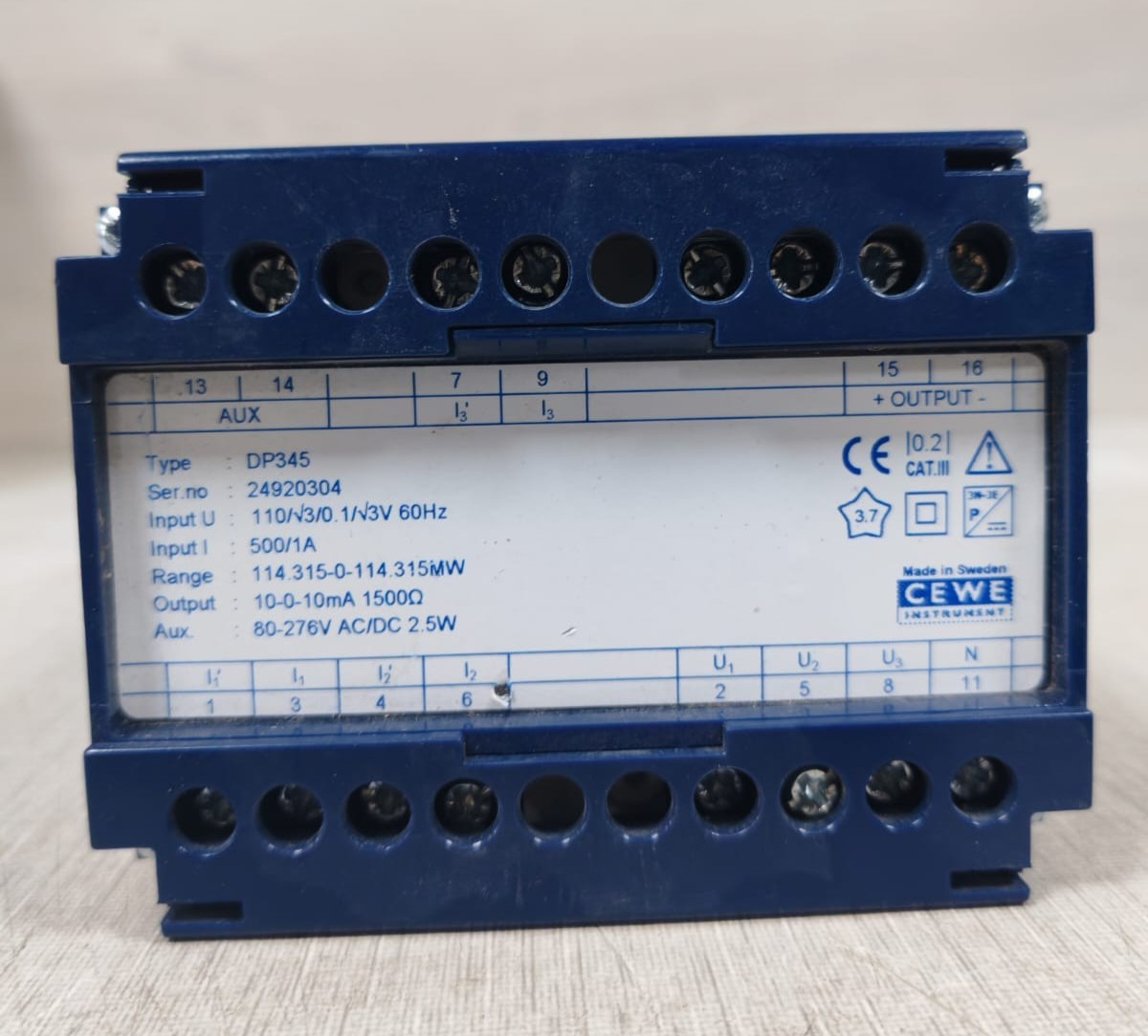 CEWE DP345 CEWE DP345 Transducer Input I 500/1A 2