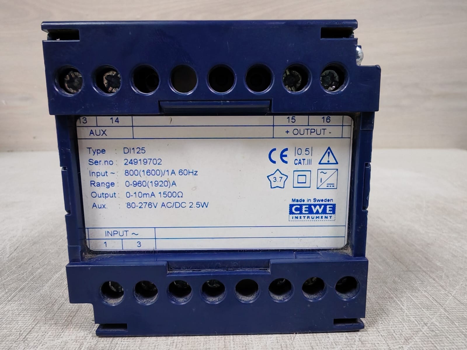 CEWE DI125 CEWE DI125 Transducer Range 0-960 (1920)A 2