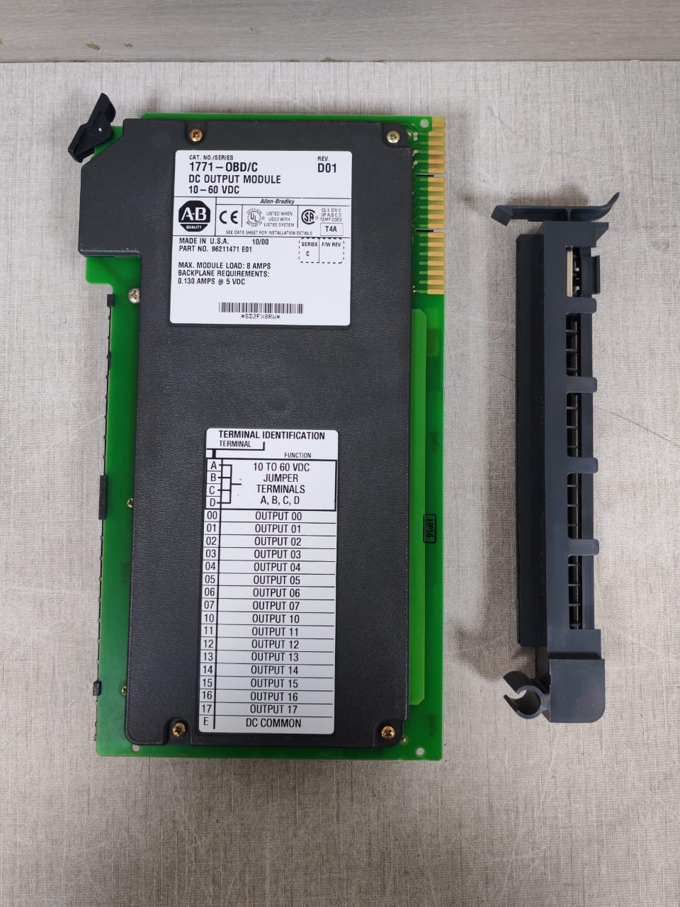 Rockwell Automation 1771-OBD ALLEN-BRADLEY 1771-OBD/C REV.D01 DC Output Module 10-60 VDC 96211471 E01 2
