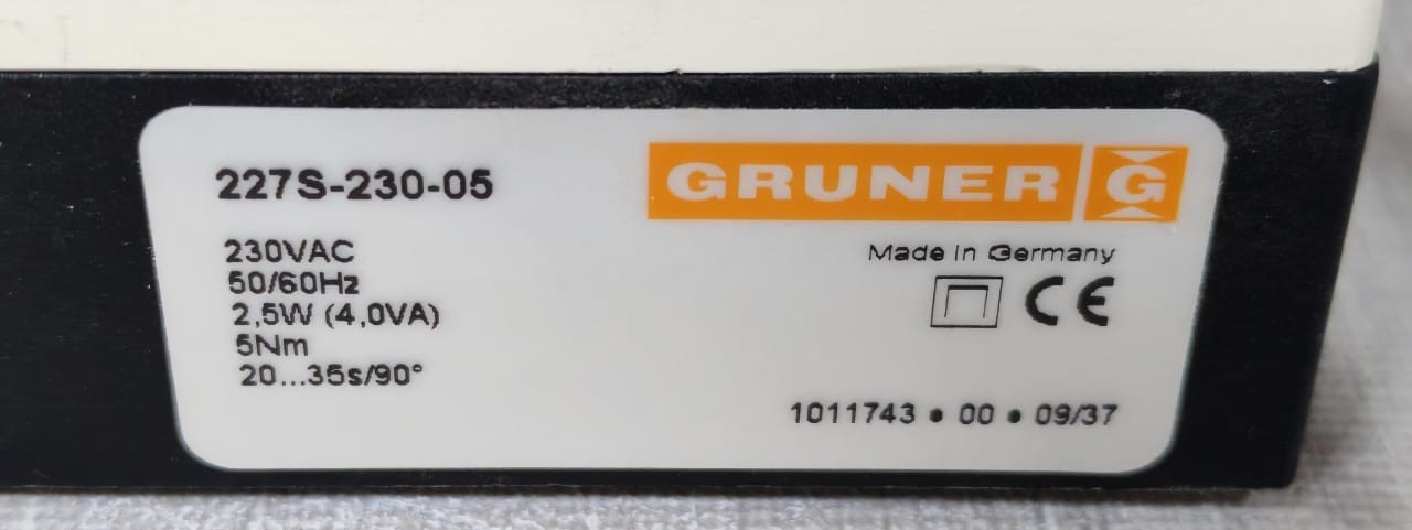 GRUNER 227-024-05-S1 GRUNER 227S-230-05 ROTARY ACTUATOR 230VAC - W/O ORIG.BOX 6