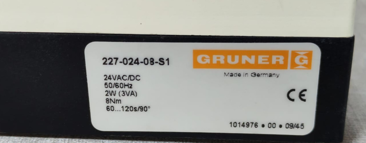 GRUNER 227-024-08-S1 GRUNER 227-024-08-S1 ROTARY ACTUATOR 24VAC/DC 10