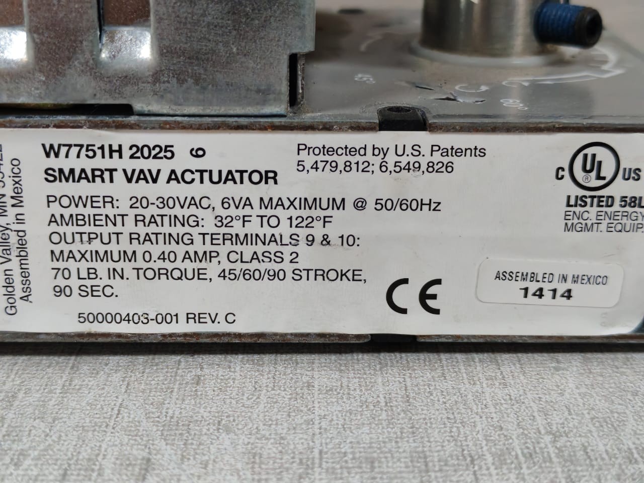 Honeywell W7751H 2025 HONEYWELL W7751H2025 EXCEL 10 SMART VAV ACTUATOR 24VAC 7