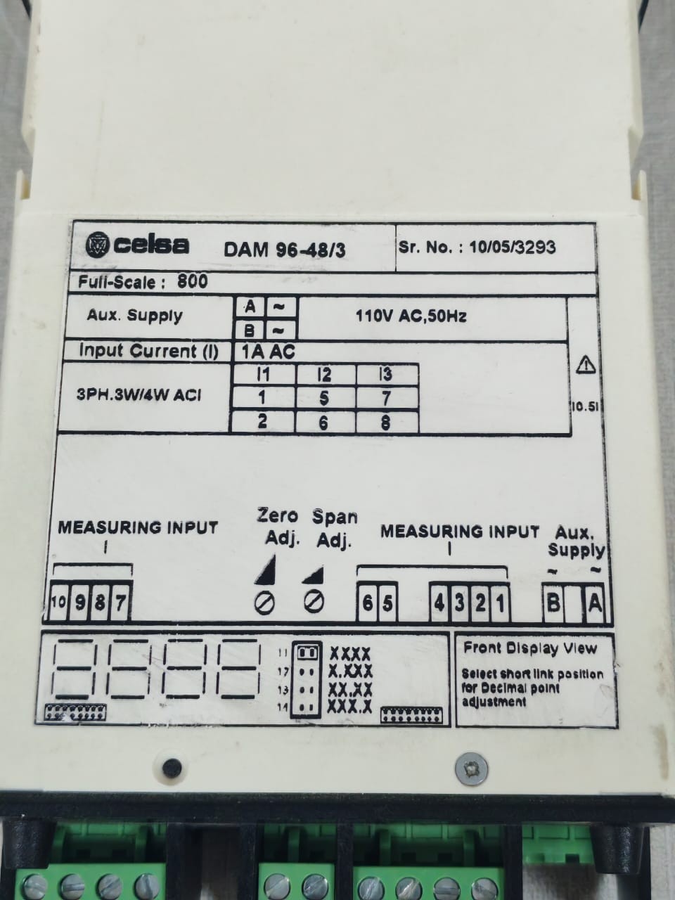 CELSA DAM 96-48/3 CELSA DAM 96-48/3 DIGITAL PANEL METERS 110VAC - TRIED & TESTED 7