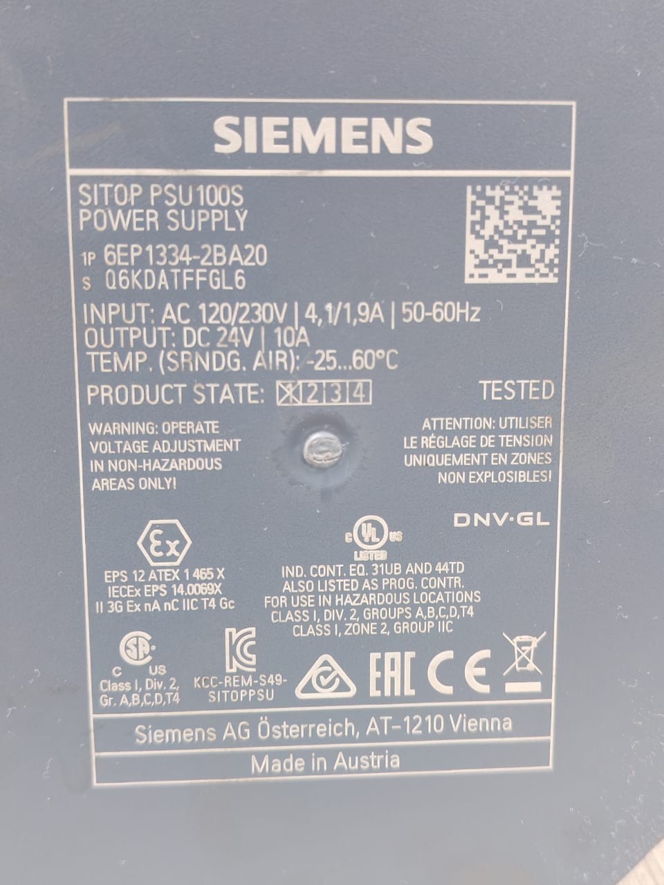 Siemens PSU100S Siemens SITOP PSU100S Power Supply 6EP1334-2BA20 7