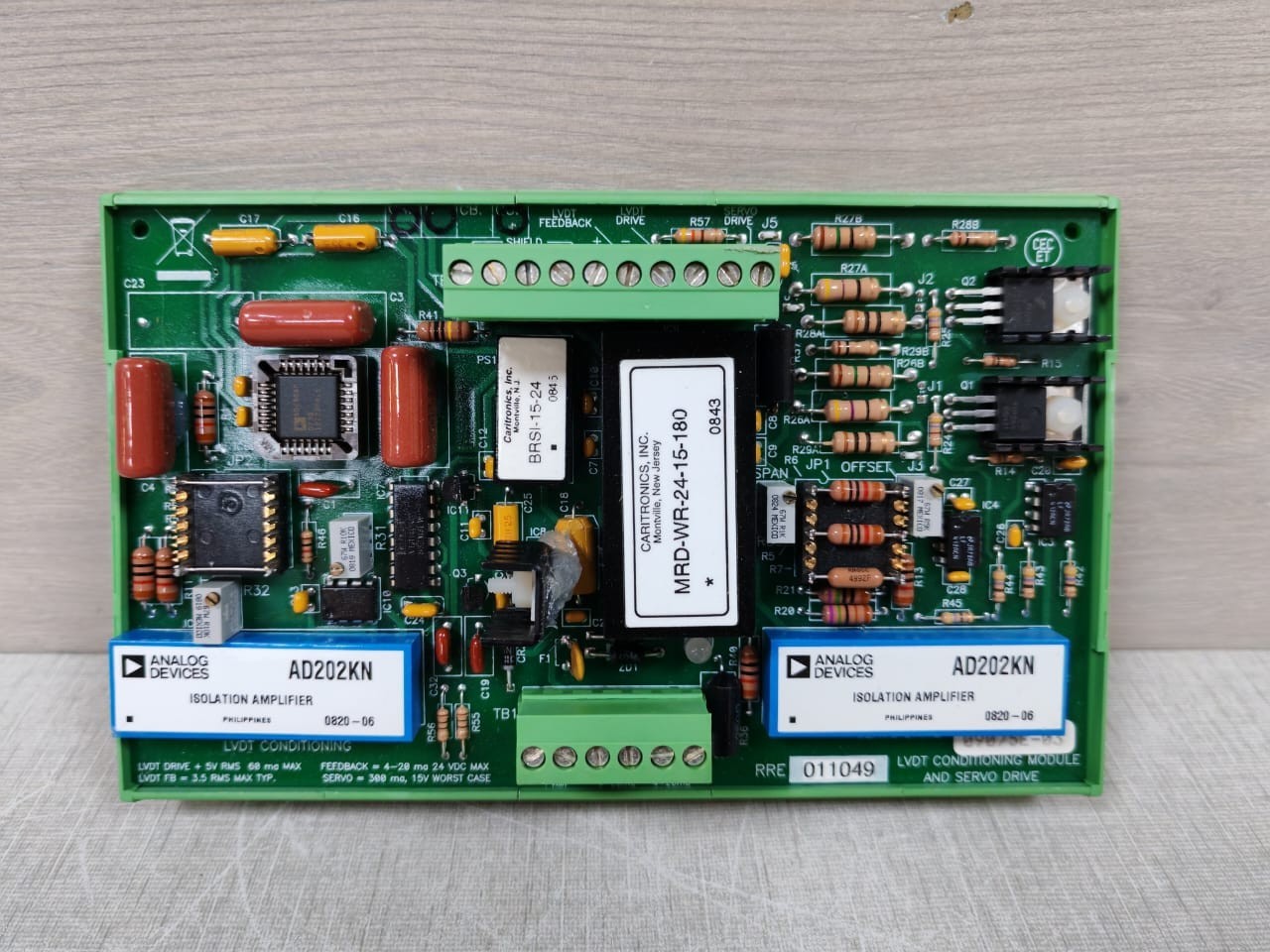 LVDT CONDITIONING RRE011049 RRE011049 09075E-03 LVDT CONDITIONING MODULE AND SERVO DRIVES 2