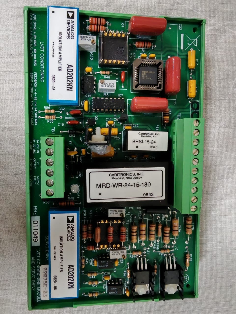 LVDT CONDITIONING RRE011049 RRE011049 09075E-03 LVDT CONDITIONING MODULE AND SERVO DRIVES 4